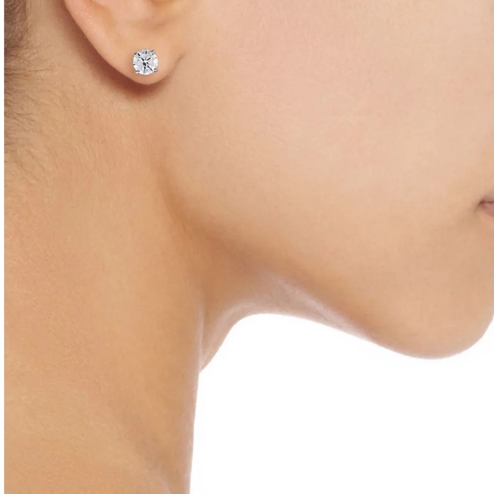 CZ Kenneth Lane Rhodium Crystal Diamond Look Stud Earrings NWT. Great gift!